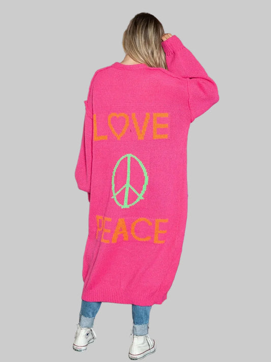 Letter Dropped Shoulder Long Sleeve Cardigan